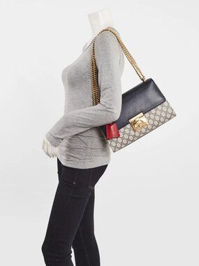 Gucci Blue GG Supreme Coated Canvas Padlock Medium Shoulder Bag